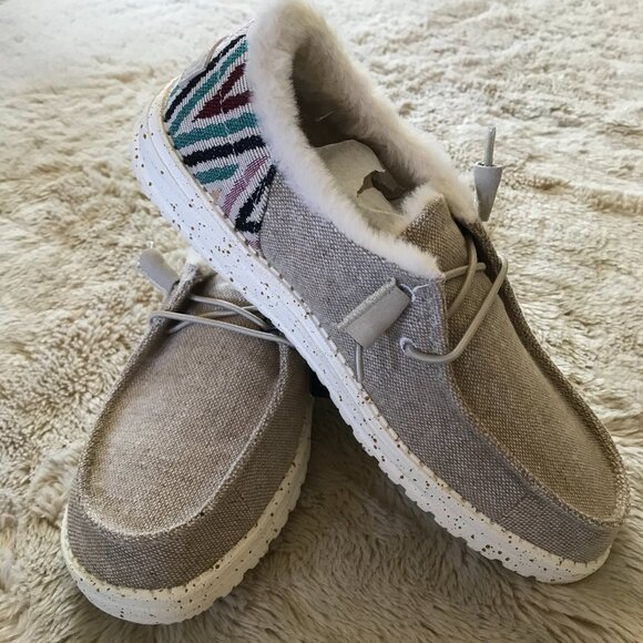 'Hey Dude' Wendy Funk Wool Beige - Size 7 - Picture 2 of 9